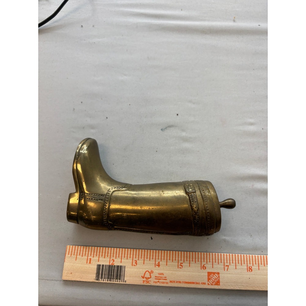 Vintage Solid Brass Boot Figurine Made in Korea Equestrian Decor Paperweight
